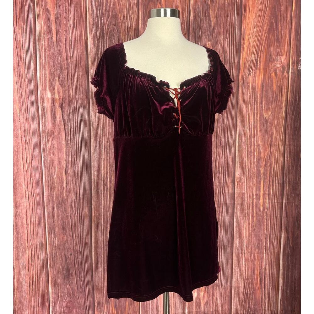 Maria Gabrielle Dress Velvet Maroon‎ Womens Size XL Whimsygoth Festival